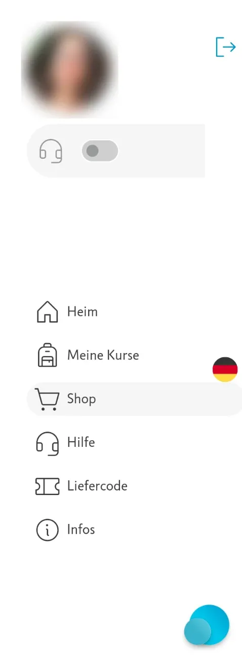 Das Menü der App, mit dem Profilfoto oben
